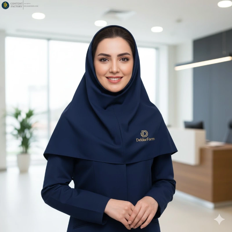 مدل مقنعه اداری شیک و حرفهای هماهنگ با یونیفرم سازمانی