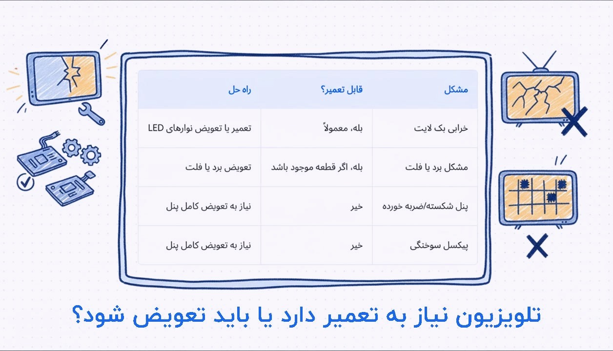 تلویزیون نیاز به تعمیر دارد یا تعویض