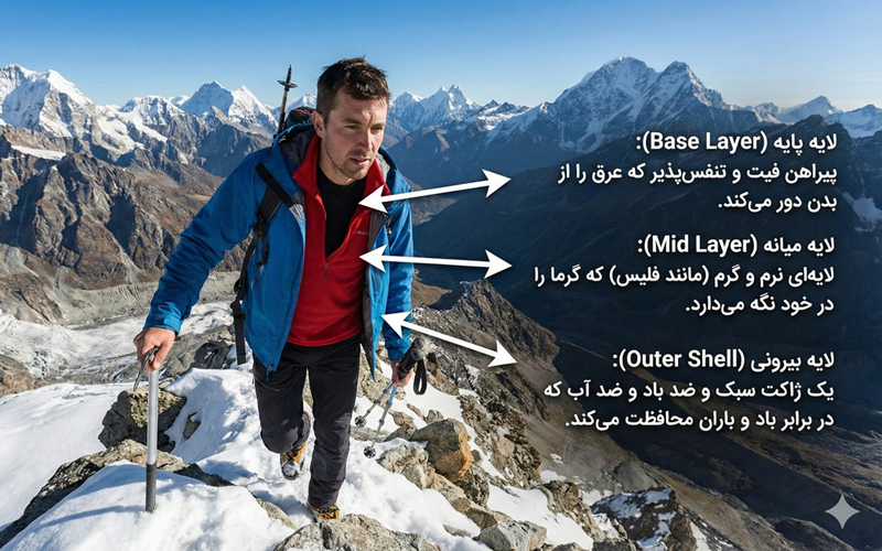 اصول لایه‌بندی حرفه‌ای لباس کوهنوردی