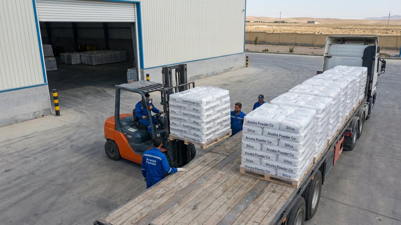 بارگیری سفارش پودر سیلیس صادراتی آروشا پودر