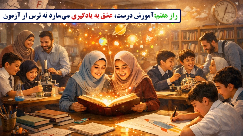 راز هفتم: آموزش درست، عشق به یادگیری میسازد نه ترس از آزمون - رازهایی از کلاسهای تیزهوشان که والدین دیر متوجه میشوند!