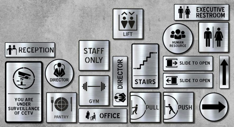 پلاک و تابلو ساختمان فلزی