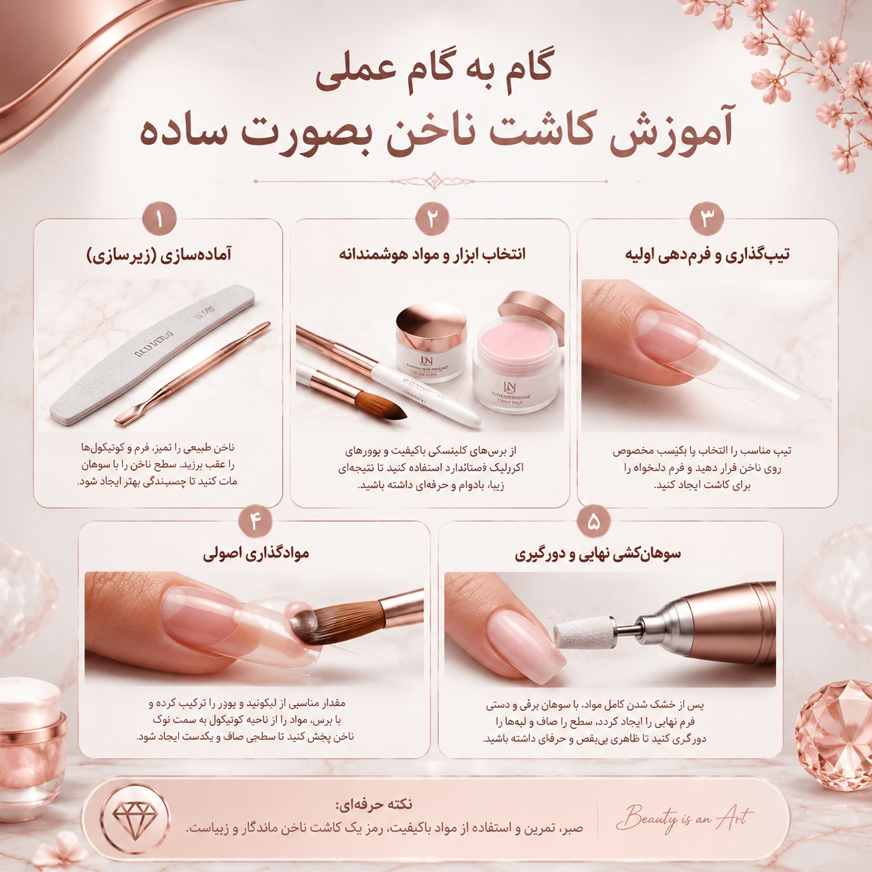 گام به گام آموزش کاشت ناخن