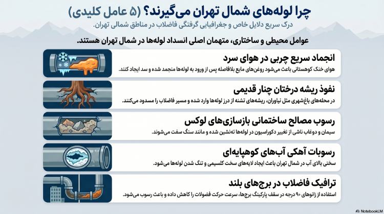 7 علت اصلی گرفتگی لوله در ساختمانهای شمال تهران و راهکارهای رفع آن