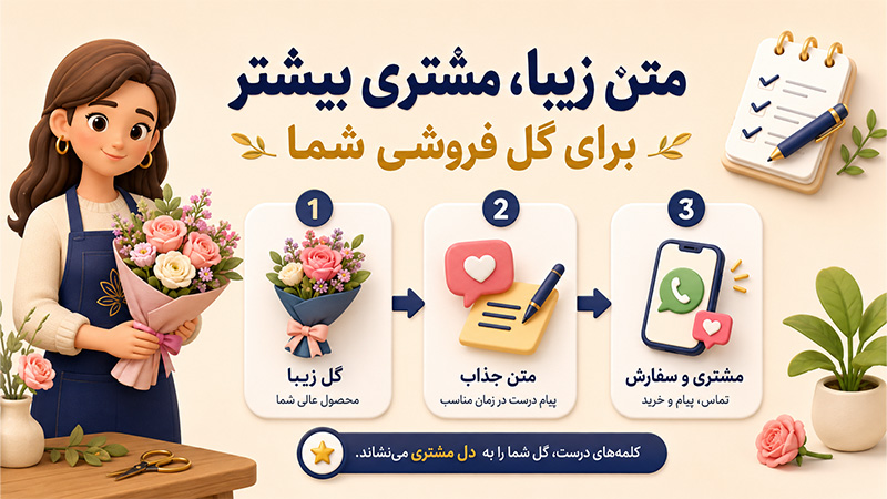 متن زیبا مشتری بیشتر برای گل فروشی شما