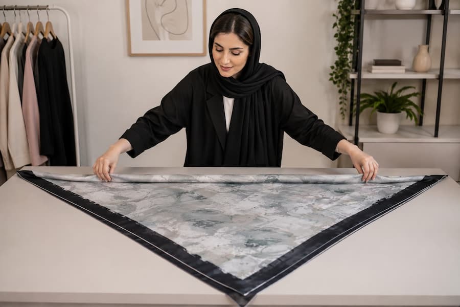 روش بستن روسری نخی قواره بزرگ