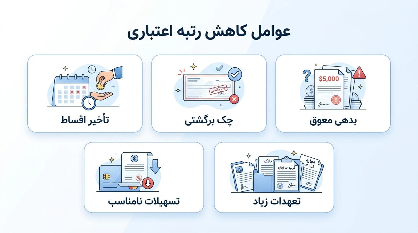 عوامل کاهش رتبه اعتباری