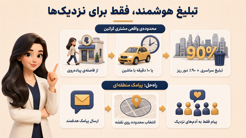 تبلیغات هوشمند با ارسال پیامک منطقه ای