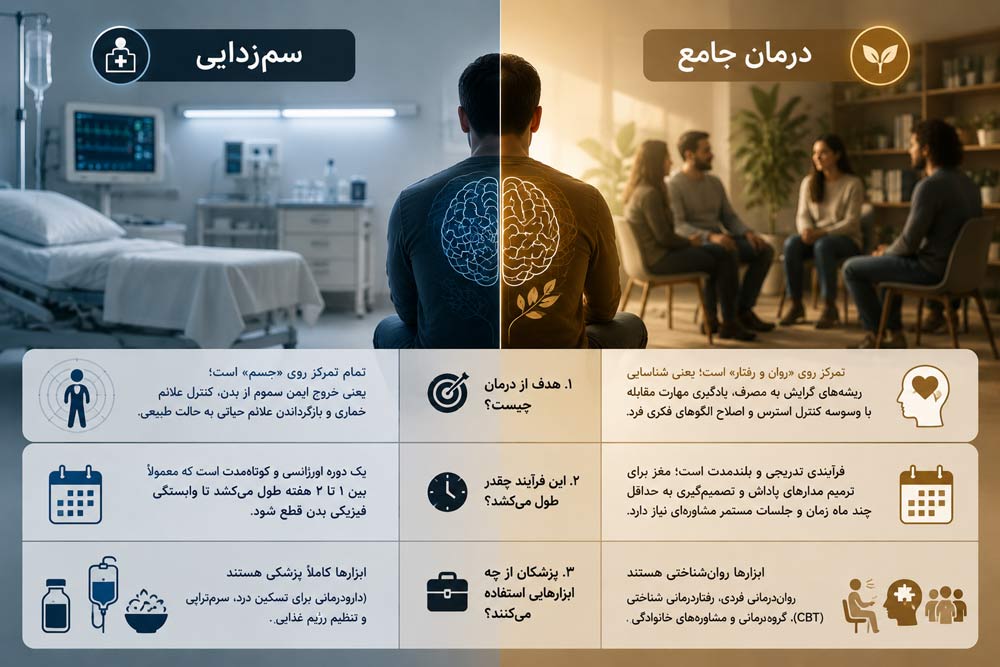 تفاوت سم‌زدایی و درمان جامع در یک نگاه