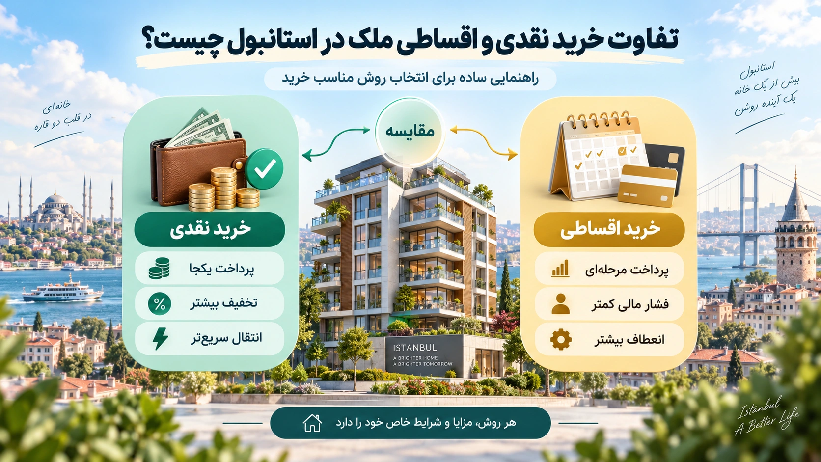 تفاوت خرید نقدی و اقساطی ملک در استانبول چیست؟