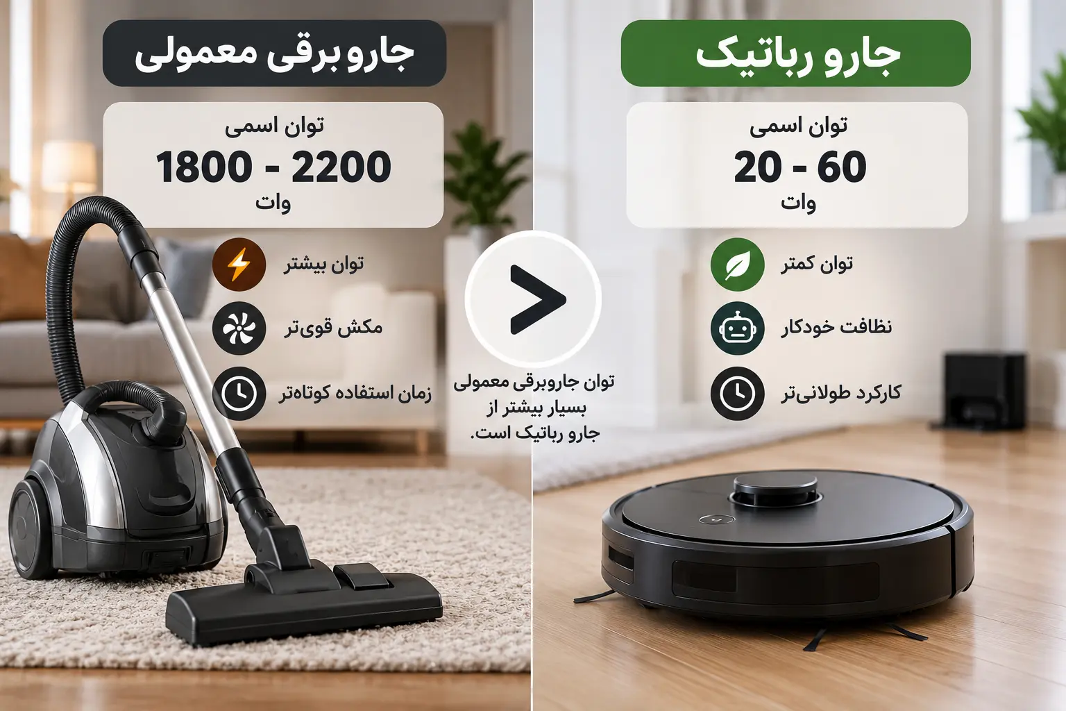 مصرف برق جارو رباتیک
