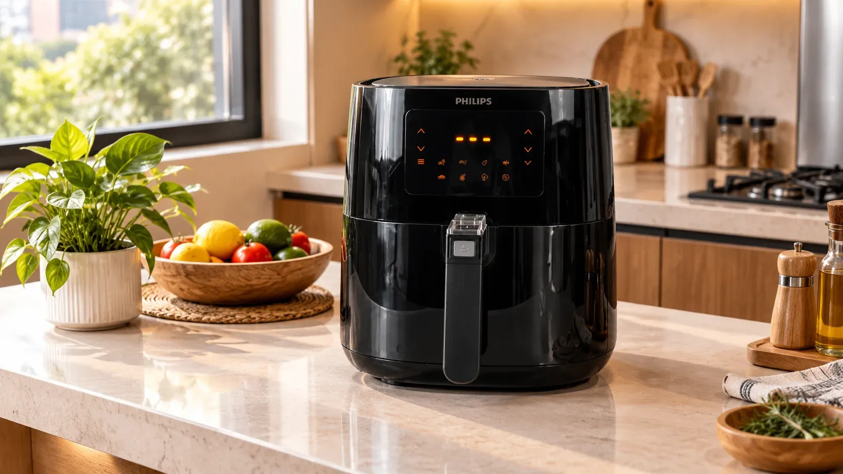 سرخ‌کن بدون روغن فیلیپس مدل HD9270 روی کابینت آشپزخانه مدرن ایرانی