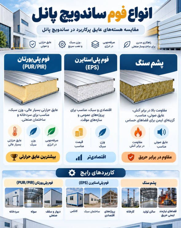 انواع فوم ساندویچ پانل