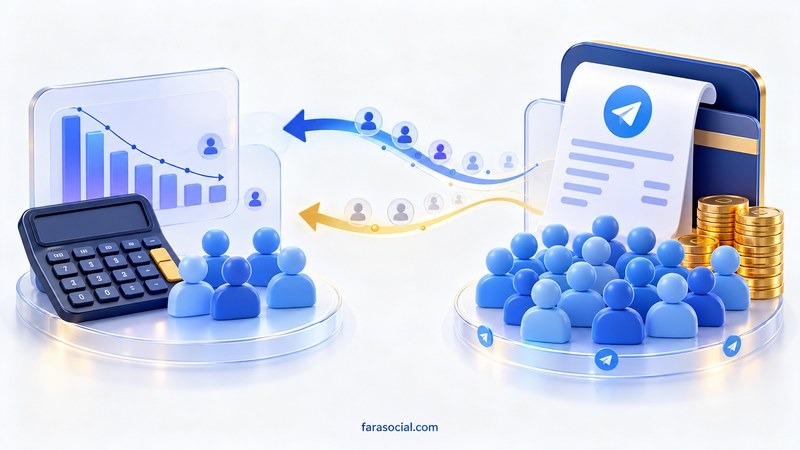 مقایسه قیمت اولیه ممبر تلگرام با هزینه واقعی هر عضو باقیمانده پس از ریزش